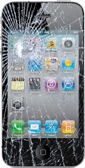 Ein Reparaturbedürftiges iPhone mit Displaybruch